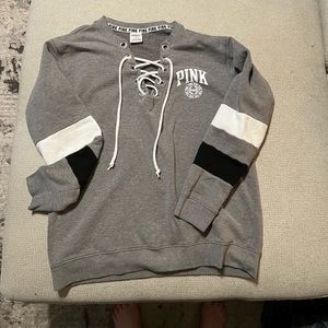 Laced V-Neck Sweatshirt